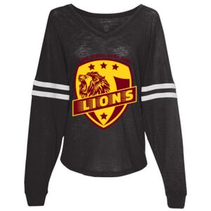 Women’s Slub Jersey Varsitee V-Neck Long Sleeve T-Shirt Thumbnail