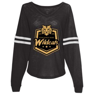 Women’s Slub Jersey Varsitee V-Neck Long Sleeve T-Shirt Thumbnail