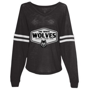 Women’s Slub Jersey Varsitee V-Neck Long Sleeve T-Shirt Thumbnail