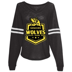 Women’s Slub Jersey Varsitee V-Neck Long Sleeve T-Shirt Thumbnail