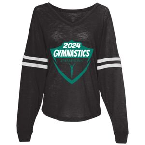 Women’s Slub Jersey Varsitee V-Neck Long Sleeve T-Shirt Thumbnail