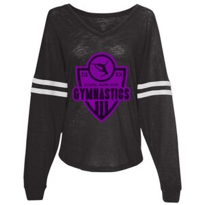 Women’s Slub Jersey Varsitee V-Neck Long Sleeve T-Shirt Thumbnail