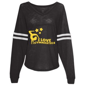 Women’s Slub Jersey Varsitee V-Neck Long Sleeve T-Shirt Thumbnail