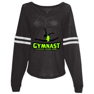 Women’s Slub Jersey Varsitee V-Neck Long Sleeve T-Shirt Thumbnail