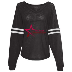 Women’s Slub Jersey Varsitee V-Neck Long Sleeve T-Shirt Thumbnail