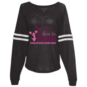 Women’s Slub Jersey Varsitee V-Neck Long Sleeve T-Shirt Thumbnail