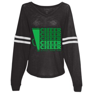 Women’s Slub Jersey Varsitee V-Neck Long Sleeve T-Shirt Thumbnail