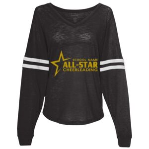 Women’s Slub Jersey Varsitee V-Neck Long Sleeve T-Shirt Thumbnail