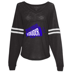 Women’s Slub Jersey Varsitee V-Neck Long Sleeve T-Shirt Thumbnail