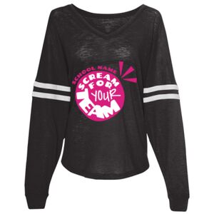 Women’s Slub Jersey Varsitee V-Neck Long Sleeve T-Shirt Thumbnail