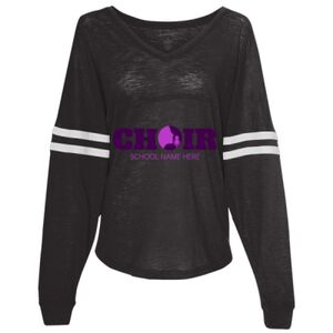 Women’s Slub Jersey Varsitee V-Neck Long Sleeve T-Shirt Thumbnail