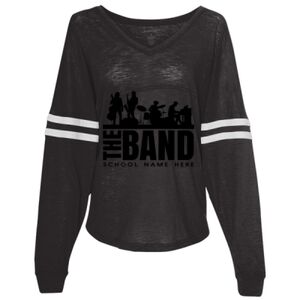 Women’s Slub Jersey Varsitee V-Neck Long Sleeve T-Shirt Thumbnail