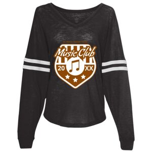 Women’s Slub Jersey Varsitee V-Neck Long Sleeve T-Shirt Thumbnail