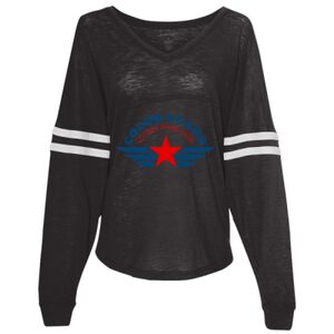 Women’s Slub Jersey Varsitee V-Neck Long Sleeve T-Shirt Thumbnail