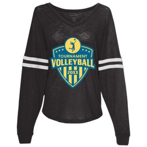 Women’s Slub Jersey Varsitee V-Neck Long Sleeve T-Shirt Thumbnail