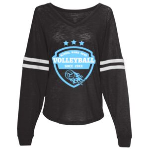 Women’s Slub Jersey Varsitee V-Neck Long Sleeve T-Shirt Thumbnail