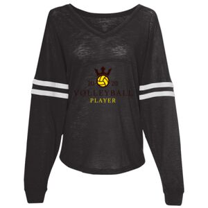Women’s Slub Jersey Varsitee V-Neck Long Sleeve T-Shirt Thumbnail