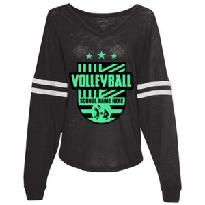 Women’s Slub Jersey Varsitee V-Neck Long Sleeve T-Shirt Thumbnail