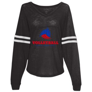 Women’s Slub Jersey Varsitee V-Neck Long Sleeve T-Shirt Thumbnail