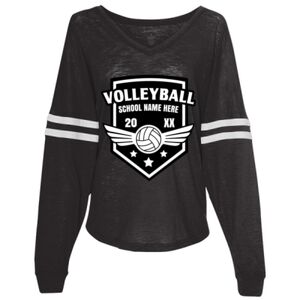 Women’s Slub Jersey Varsitee V-Neck Long Sleeve T-Shirt Thumbnail
