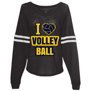 Women’s Slub Jersey Varsitee V-Neck Long Sleeve T-Shirt Thumbnail