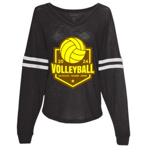 Women’s Slub Jersey Varsitee V-Neck Long Sleeve T-Shirt Thumbnail