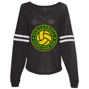 Women’s Slub Jersey Varsitee V-Neck Long Sleeve T-Shirt Thumbnail