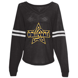 Women’s Slub Jersey Varsitee V-Neck Long Sleeve T-Shirt Thumbnail