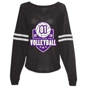 Women’s Slub Jersey Varsitee V-Neck Long Sleeve T-Shirt Thumbnail