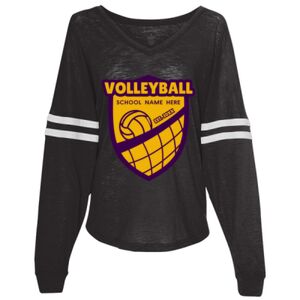 Women’s Slub Jersey Varsitee V-Neck Long Sleeve T-Shirt Thumbnail