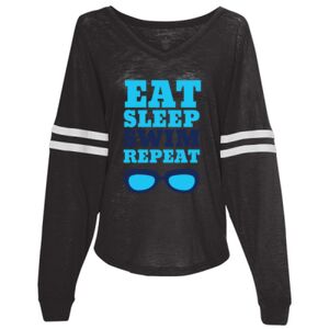 Women’s Slub Jersey Varsitee V-Neck Long Sleeve T-Shirt Thumbnail