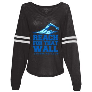 Women’s Slub Jersey Varsitee V-Neck Long Sleeve T-Shirt Thumbnail