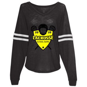 Women’s Slub Jersey Varsitee V-Neck Long Sleeve T-Shirt Thumbnail