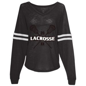 Women’s Slub Jersey Varsitee V-Neck Long Sleeve T-Shirt Thumbnail