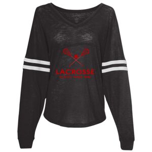 Women’s Slub Jersey Varsitee V-Neck Long Sleeve T-Shirt Thumbnail
