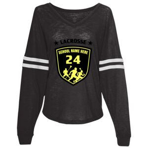 Women’s Slub Jersey Varsitee V-Neck Long Sleeve T-Shirt Thumbnail