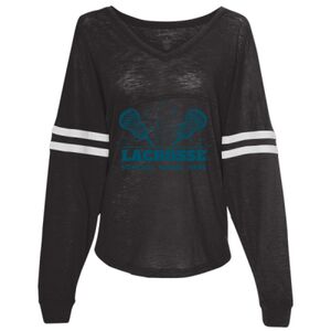 Women’s Slub Jersey Varsitee V-Neck Long Sleeve T-Shirt Thumbnail