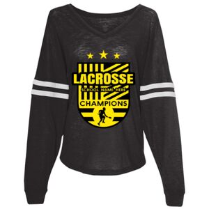 Women’s Slub Jersey Varsitee V-Neck Long Sleeve T-Shirt Thumbnail