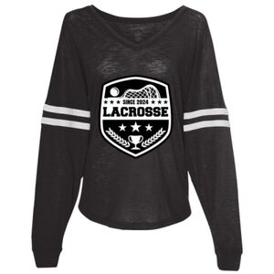 Women’s Slub Jersey Varsitee V-Neck Long Sleeve T-Shirt Thumbnail