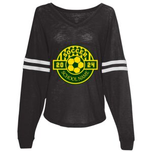 Women’s Slub Jersey Varsitee V-Neck Long Sleeve T-Shirt Thumbnail
