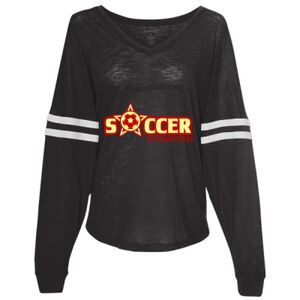 Women’s Slub Jersey Varsitee V-Neck Long Sleeve T-Shirt Thumbnail