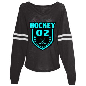 Women’s Slub Jersey Varsitee V-Neck Long Sleeve T-Shirt Thumbnail