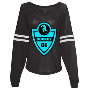 Women’s Slub Jersey Varsitee V-Neck Long Sleeve T-Shirt Thumbnail