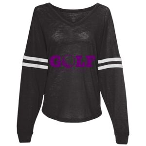 Women’s Slub Jersey Varsitee V-Neck Long Sleeve T-Shirt Thumbnail