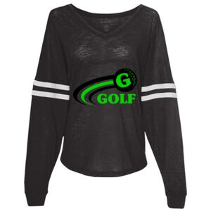 Women’s Slub Jersey Varsitee V-Neck Long Sleeve T-Shirt Thumbnail