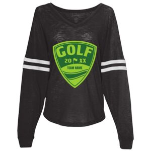 Women’s Slub Jersey Varsitee V-Neck Long Sleeve T-Shirt Thumbnail