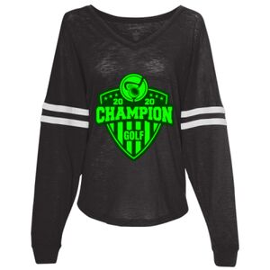 Women’s Slub Jersey Varsitee V-Neck Long Sleeve T-Shirt Thumbnail