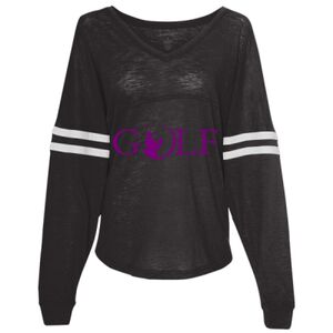 Women’s Slub Jersey Varsitee V-Neck Long Sleeve T-Shirt Thumbnail