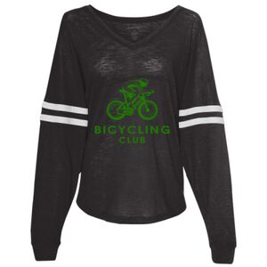 Women’s Slub Jersey Varsitee V-Neck Long Sleeve T-Shirt Thumbnail