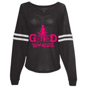 Women’s Slub Jersey Varsitee V-Neck Long Sleeve T-Shirt Thumbnail